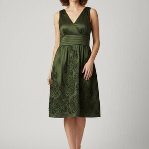 Jessica Howard Deep Green Satin Dress - Sz. 14